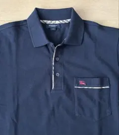 未使用Burberry London ネイビー ポロシャツ 半袖 胸ポケット付き