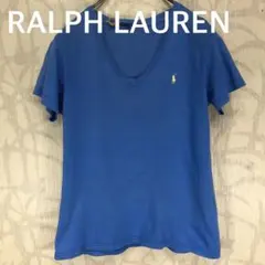 ラルフローレンスポーツ　Ralph Lauren 青 Vネック Tシャツ Rのサムネイル