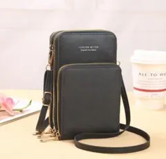 再入荷！大容量 スマホショルダー バッグ ショルダーバック 携帯 透明 ブラック