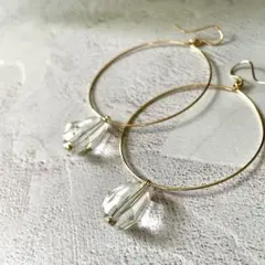 842.14kgf製/天然石水晶クリスタルクォーツフープピアス