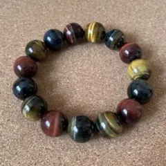 【大玉】ミックスタイガーアイ 約14㎜ ブレスレット 内周17.5㎝ 天然石