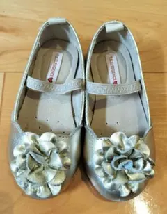 ゴールド フラットシューズ 花飾り付き サイズ16cm相当(EUR26)