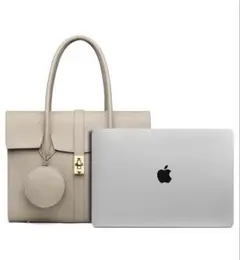 【美品】GUSCIO グッシオ ビジネストートバッグ A4対応 ベージュのサムネイル