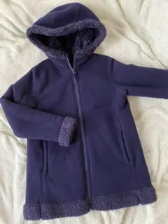 ユニクロ パーカー　ブロックテック　フリース　コート　140 ボア　ネイビー　紺