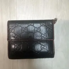 GUCCI（グッチ） グッチシマ レザー 3つ折り財布 GG ブラック ピンク