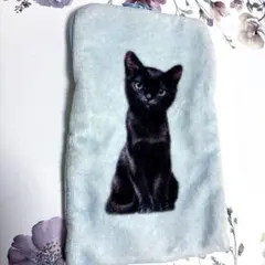 PAUL & JOE ファスナー付きタオルペットボトルケース黒猫デザインハンカチ