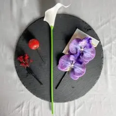 髪飾り6点セット★紫胡蝶蘭×赤玉★和装・成人式・結婚式★上品ヘアアクセサリー♪