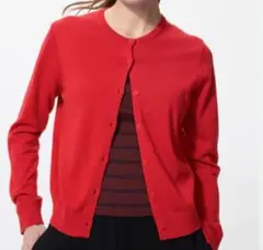未着用：UNIQLO クルーネックカーディガン レッド 長袖 L