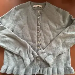 ZARA グレー フリル付きカーディガン Sサイズ