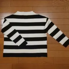 【美品】アルアバイル白と黒のボーダー 長袖ニットセーター