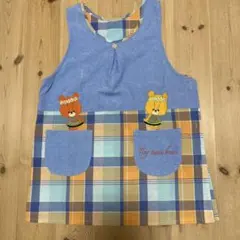 新品　くまの学校　チェック柄エプロン M-L