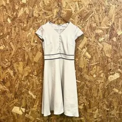 Apuweiser-riche 膝丈ワンピース フレア パール ライトベージュ