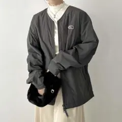 ノースフェイス　アカンポヒート　カーディガン ジャケット グレー ノーカーラー
