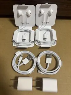 【新品未使用】イヤホン & Lightningケーブル、ACアダプター、セット