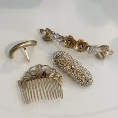 ゴールド ヘアアクセサリー 4点セット