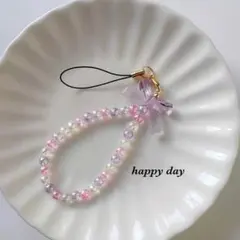 リボンビーズストラップ