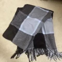 チェック柄ウール混紡マフラー
