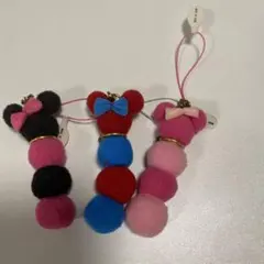 ミニー耳付きストラップ3個セット 当時物