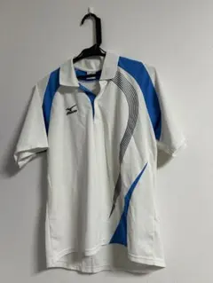 ソフトテニスMizuno ポロシャツ M ホワイト/ブルー