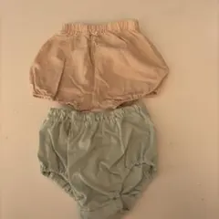 ベージュ・ミント ふんわりパンツセット