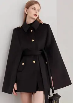 【N.flame】【美品】黒 ケープコート トラッドケープフレアコート