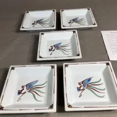 Y36-3/九谷焼/泰山窯/色絵 花草文 絵替銘々長角皿10客/懐石道具