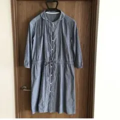 お値下げしました　シャツワンピース 青 コットン　デニム風