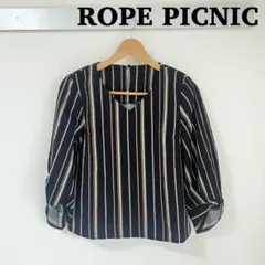 ROPE PICNIC ロペピクニック　Vネック ストライプ柄 ブラウス