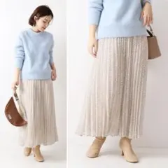 美品★スピック&スパン ドットシフォンプリーツスカート 定価17,600円 春