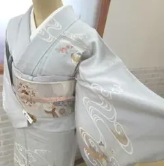 訪問着ゆき丈長め訪問着4点フルセット、着物、袋帯、帯締め、帯揚げ