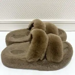 ブラウンファースリッパ Mサイズ