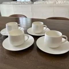 昭和レトロ　セーエー陶器　ホワイトカップとソーサー4客セット