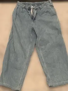 GU ワイドデニムパンツ メンズ ライトブルー