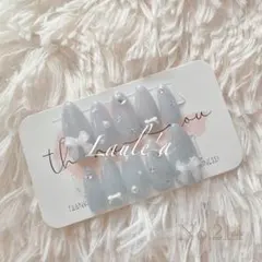 現品ネイルチップ◇ワンホンネイル　フレンチガーリー　韓国ネイル　ちゅるん