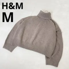H&M エイチアンドエム タートルネック 長袖 ニット 無地 ブラウン M