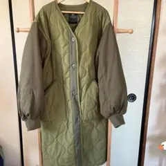 w closet キルティングロングジャケット オリーブグリーン