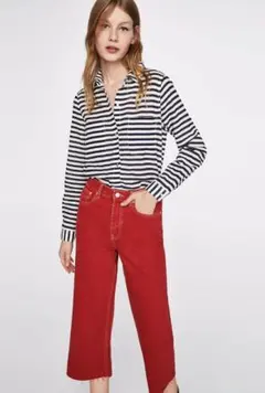 新品☆ZARA ザラ ボーダー柄 長袖マリンシャツ