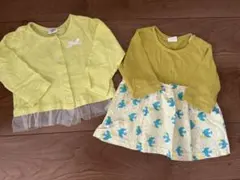 カーディガン&ワンピース　80cm 女の子　イエロー　長袖