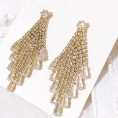 No.501 スクエアビジューピアス ゴールド 韓国 上品 高見え