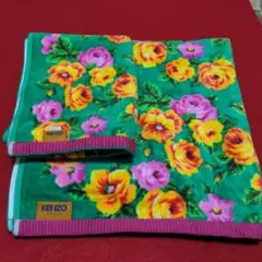 KENZOケンゾー　バスタオル１枚　フェイスタオル１枚　薔薇柄　未使用