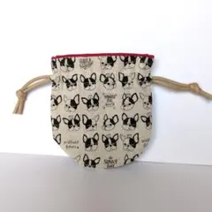 フレンチブルドッグ柄　ミニ巾着袋　ハンドメイド