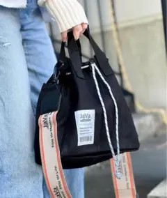 ショルダーバッグ「JaVa ジャバコラボ」 ジャガードテープ2 WAY巾着バッグ