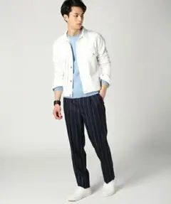 EDIFICE　ワイドチョーク ストライプ1タック テーパード パンツ 48 L
