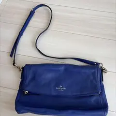 kate spade 青 レザー ショルダーバッグ