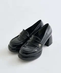 moussy スクエアトゥローファー ヒール パンプス 黒 ブラック S - メルカリ