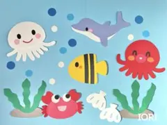 【壁面飾り】 ７月 ８月 夏 海の中 たこ イルカ 魚 匿名配送のサムネイル