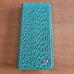 Galaxy S21+ ケース レザークロコ風手帳型ケース (グリーン)