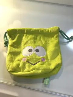 サンリオ　はぴだんぶい　ふわふわフェイス巾着　けろけろけろっぴ