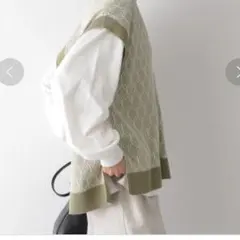 GLOBAL WORK ニットベスト 春物 幾何柄 キカガラベスト FREE