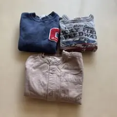 男の子 長袖トップス 3枚セット トレーナー ロンT まとめ売り100サイズ秋冬のサムネイル